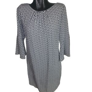 Ivy Beau Black and White Geometric Print Shift Dress 6